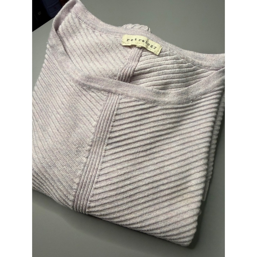 Retrology Lavender Purple Ribbed Knit Pullover Sweater 3/4 Sleeve Size 1X